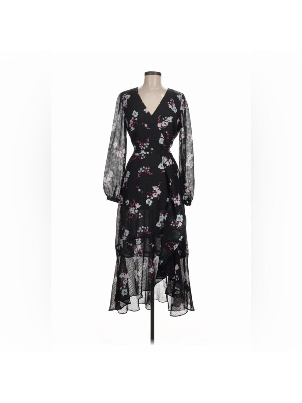 Banana Republic Black Floral High-Low Midi Dress - Size 4P